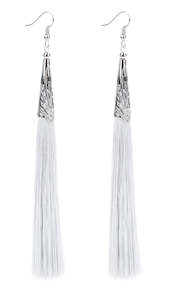 Tassels: Long Silky Tassels 14cm "Bolero" (White)