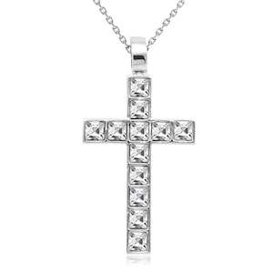 Religious: 18K White Gold Crystal Cross Necklace "Ruth"