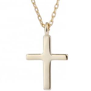 Religious: 18K Gold Cross Minimalist Design Gold Chain Necklace "Yolanda"
