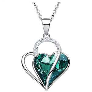 Hearts: Silver Heart Necklace "Carlotta" (Green)