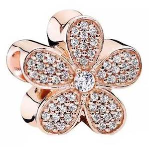 Rose-Gold CZ Diamond Flower Charm