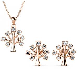 Rose-Gold Crystal Jewellery Set "Tree of Life"