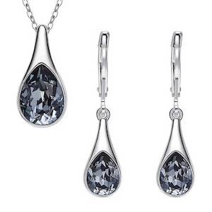 Black: Silver Black Crystal Jewellery Set "Graphite"