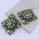 Gold Drop Earrings "Areta" (Green)