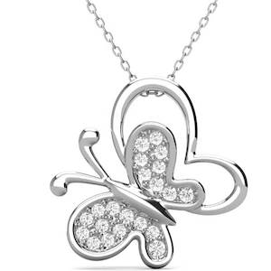 Swarovski: 18K White-Gold Crystal Butterfly Necklace "Averill"