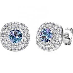18K White Gold Crystal Alexandrite Earrings "Riveria"