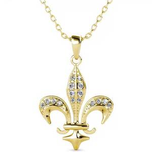 Sale: 18K Yellow Gold fleur-de-lis Necklace Pendant "Fleur"