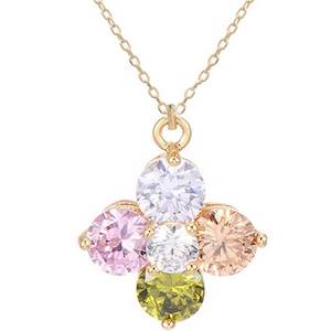 18K Gold Necklace CZ Coloured Diamonds "Springtime"