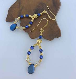 18K Gold FRENELLE exclusive design blue earrings "Arabian Nights"