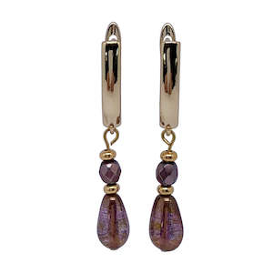 Earrings: 18K Gold Dangle Gold/Brown Earrings "Kelstra"