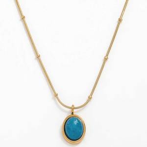 Modern Minimalist: Gold Blue Pendant Necklace "Jools"