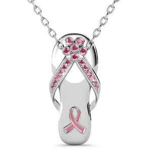 18K White Gold Necklace with Pink Crystals "Hope"