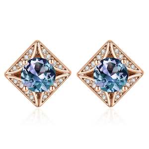 Alexandrite: Rose Gold Stud Alexandrite Earrings "Andrea"