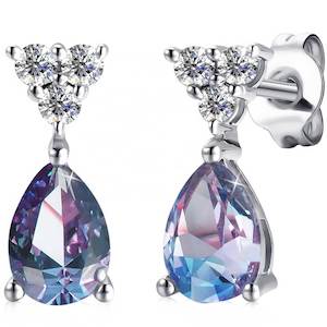 18K White Gold Crystal Alexandrite Earrings "Colleen"