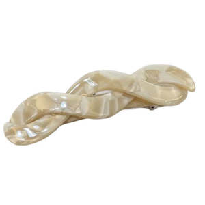 Braided Tortoise Shell Barrette "Presona" (Ivory)