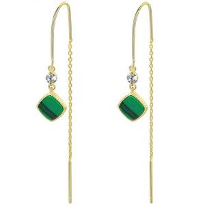 All: 18K Gold Malachite Threader Earrings "Jakata"