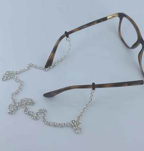 Silver rolo reading glasses chain