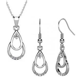 18K White Gold Crystal Jewellery Set "Collette"