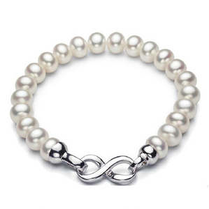 Bracelet: 925 Sterling Silver Bracelet with AAA Grade Pearls "Jillian"