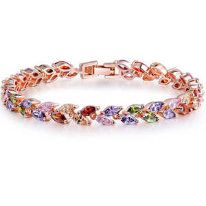 Bracelet: Rose-Gold Multicoloured Crystal Bracelet "Metzi" (Mini)