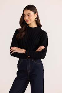 Mink Pink: PIPPER RIB KNIT JUMPER BLACK