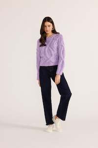 JENNIFER CABLE KNIT JUMPER LILAC