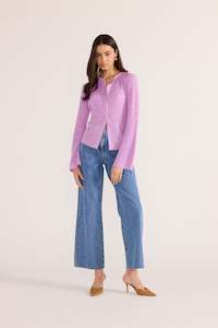 JOHNNA BUTTON KNIT TOP - LILAC