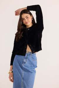 ROWAN FLUFFY CARDI - BLACK