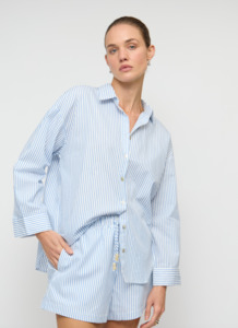 Staple The Label: PRE-ORDER DECEMBER - PALERMO OVERSIZE SHIRT - WHITE / BLUE STRIPE (Copy)