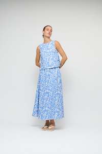 PRE-ORDER DECEMBER - SOLEA MAXI SKIRT - BLUE LEAF