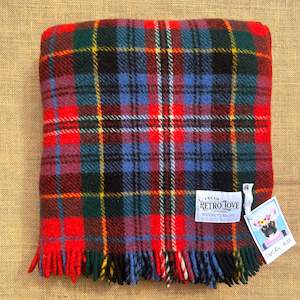 Travel Rugs: Thick Durable Blue & Red Tartan TRAVEL RUG New Zealand Wool Blanket