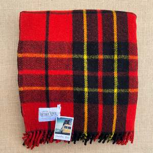 Clan Collection: Cherry Red, Gold & Black TRAVEL RUG New Zealand Wool