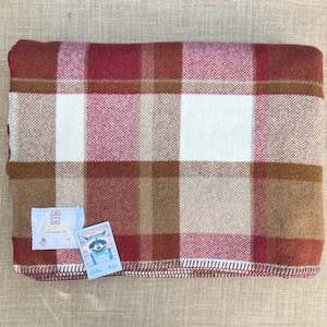 The Poppa Collection: Deep Plum and Olive Retro DOUBLE New Zealand Wool Blanket