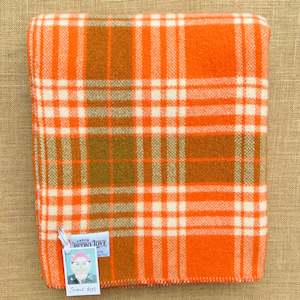 Vibrant Retro: Soft Retro Orange SINGLE New Zealand Pure Wool Blanket