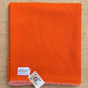 Vibrant Retro: Bright Tangerine Orange SINGLE New Zealand Wool Blanket