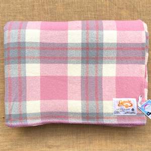 Pretty Pastels: Sensational Pinks & Grey QUEEN Pure New Zealand Wool Blanket