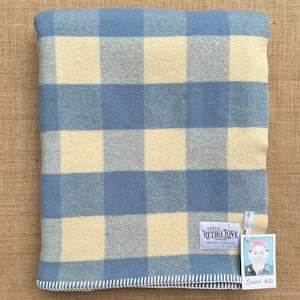 Clearance Items: Classic Blue/Cream Check SINGLE New Zealand Wool Blanket