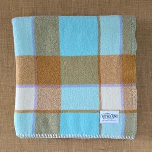 Frontpage: Soft Aqua/Cream/Mustard COT/KNEE New Zealand Wool Blanket