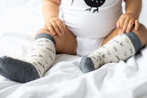 Products: Grey and White Baby Merino Wool Knee High Socks