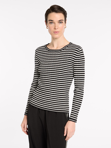$79.95 & Under: Marco Polo – Fine Stripe Rib Knit YTMP3623 – Black/Ivory