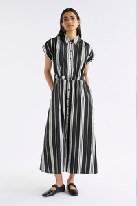 ELK- Reza Shirt Dress – Fez Black Stripe A1371B