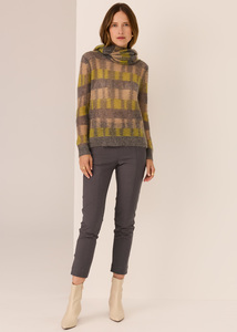 POL – Ciara Stripe Textured Knit PP5784 – Lime/Charcoal/Camel