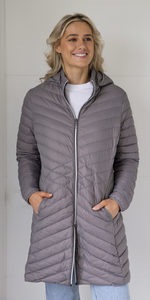 White On Black – Long Down Jacket 1488 – Steel