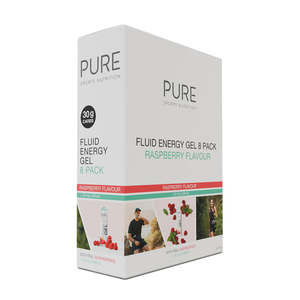 Pure Fluid Energy Gel - Raspberry + Caffeine - 8 Pack