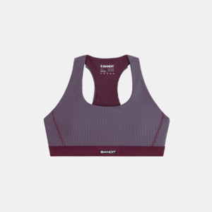 Bandit Striped Cadence™ Scoop Neck Run Bra - Fig with Vintage Blue