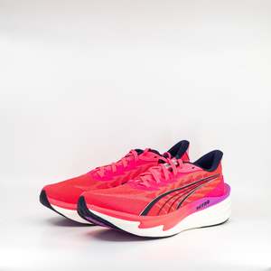 D Standard: Puma Deviate Nitro 4 Hyrox (D Standard) Mens White/Electric Orchid/Pink