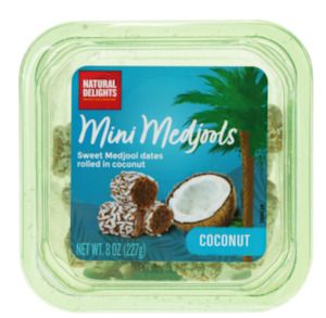 Dried Fruits And Vegetables: Dates Mini Medjool Pitted in Coconut 227g