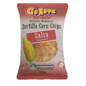 Groceries: Chips Salsa Tortilla Corn Go Nuts 150g