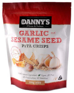 Chips Garlic & Sesame Pita Crisps Dannys 150g*