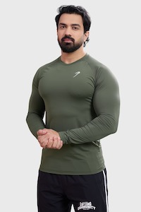 Gym Tshirts For Men: Bare Nylon Fullsleeves T-shirt Olive